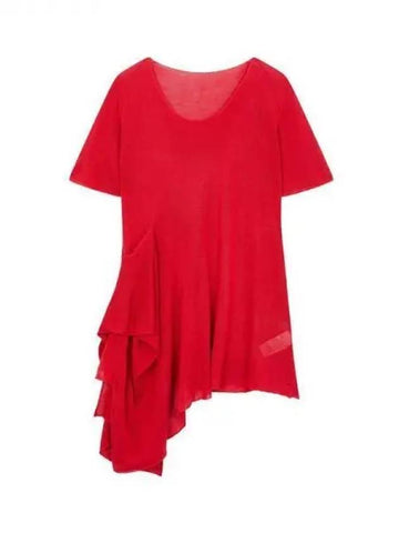 FEMME Drape Short Sleeve Knit Red 271970 - YOHJI YAMAMOTO - BALAAN 1