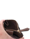 FF Diamond Embossed Logo Zip Card Holder Brown - FENDI - BALAAN 7