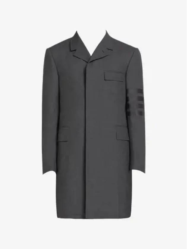 Men's Plain Weave 4 Bar Chesterfield Over Single Coat Dark Grey - THOM BROWNE - BALAAN 3