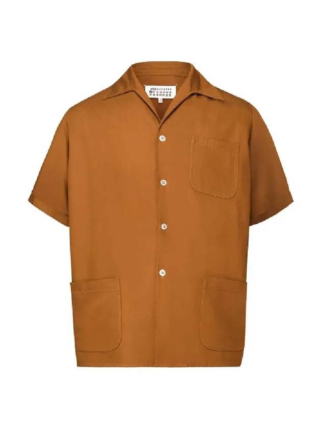 Back Stitch Pocket Short Sleeve Shirt Brown - MAISON MARGIELA - BALAAN.