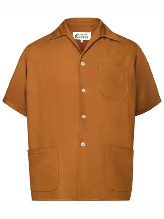 Back Stitch Pocket Short Sleeve Shirt Brown - MAISON MARGIELA - BALAAN.
