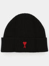 Heart Logo Wool Beanie Black - AMI - BALAAN 3