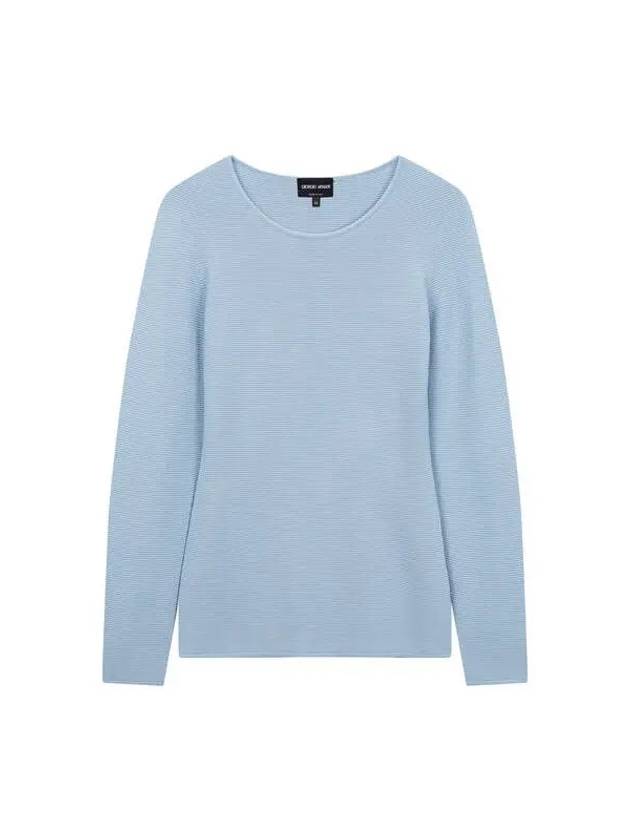 Women s Long Sleeve Ribbed Sweater Light Blue - GIORGIO ARMANI - BALAAN 1