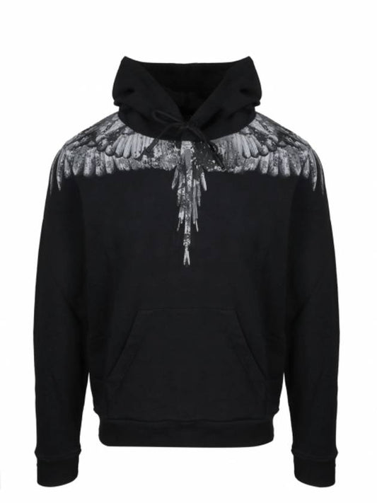 gray wing print hoodie black - MARCELO BURLON - BALAAN.