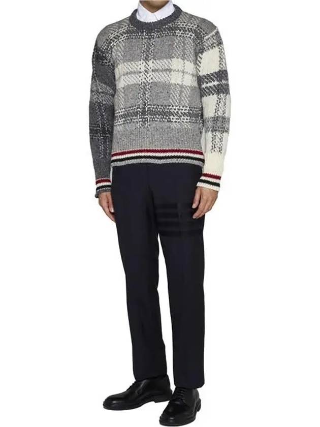 Tartan Check Jacquard Wool Mohair Knit Top Grey - THOM BROWNE - BALAAN 6