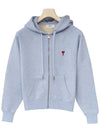 Small Heart Logo Cotton Hoodie Zipped Light Blue - AMI - BALAAN 2