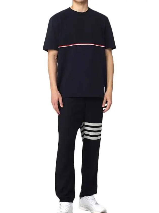 Midweight Jersey Short Sleeve T-Shirt Navy - THOM BROWNE - BALAAN 4