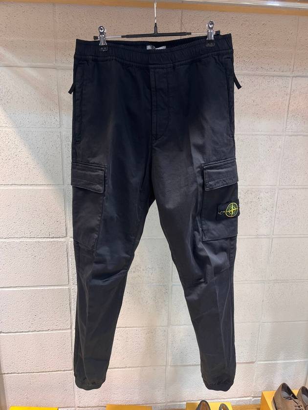 Stretch Cotton Wool Satin Cargo Pants Black - STONE ISLAND - BALAAN 3