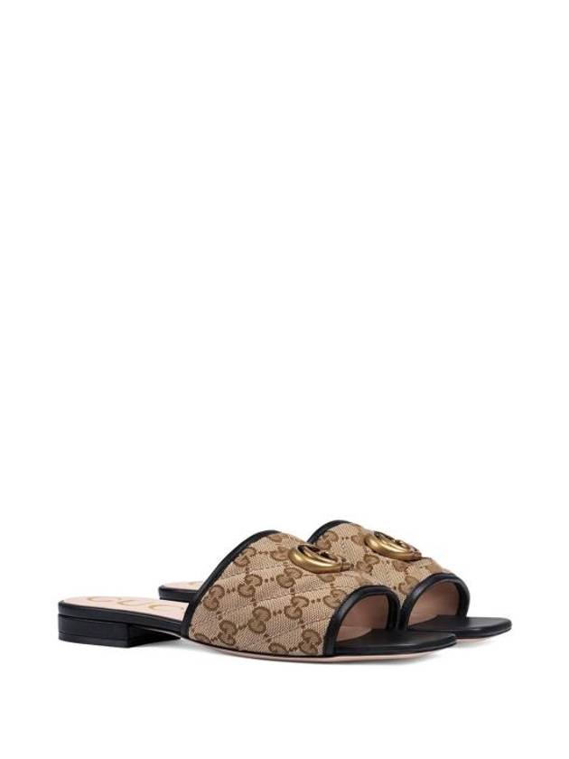 Women's GG Matelasse Canvas Slide Sandals Mule Black - GUCCI - BALAAN 3