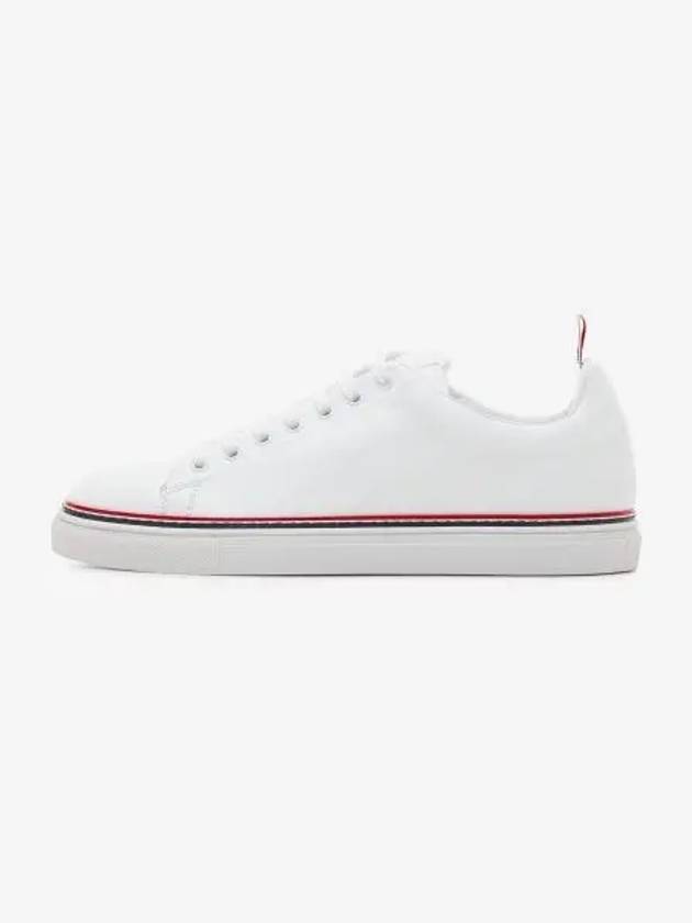 Tennis Vitello Calf Leather Low Top Sneakers White - THOM BROWNE - BALAAN 2