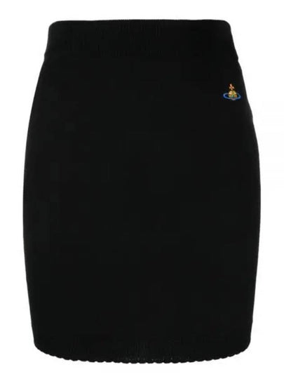 Women's ORB Logo Knit Bea Mini H Line Skirt Black - VIVIENNE WESTWOOD - BALAAN 2