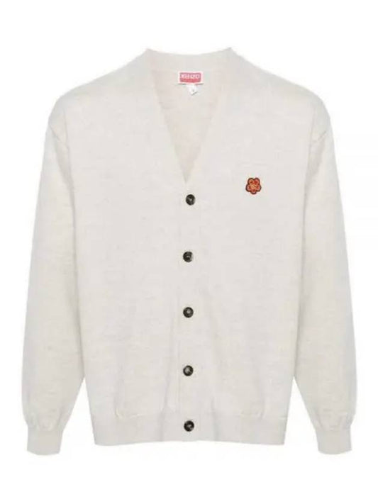 Boke Flower Crest Wool Cardigan Light Grey - KENZO - BALAAN 2