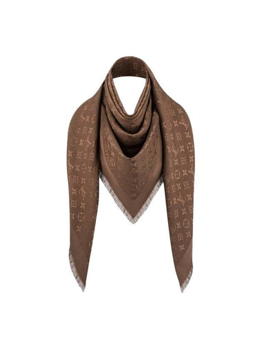 Monogram Classic Wool Silk Scarf Brown - LOUIS VUITTON - BALAAN 1