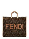 Jacquard Fabric Sunshine Tote Bag Brown - FENDI - BALAAN 2