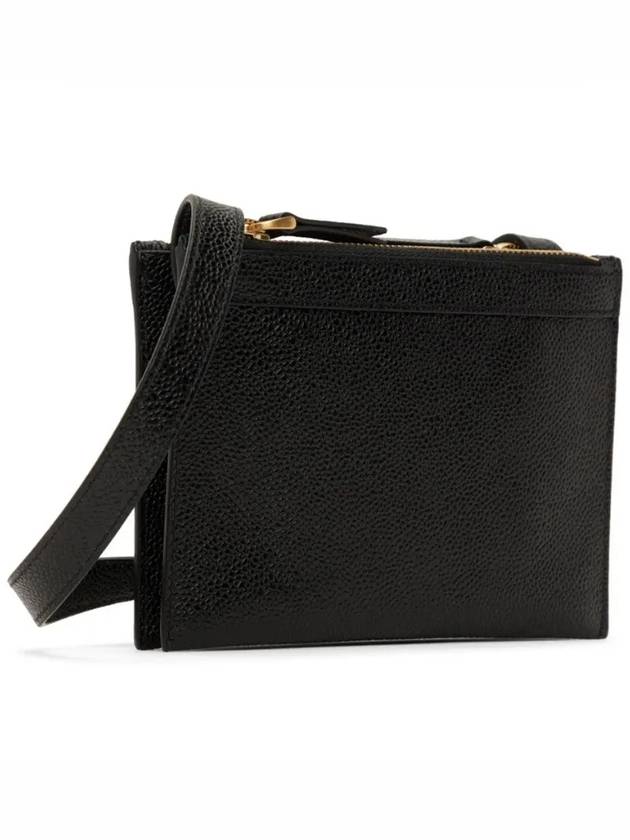 Document Holder Pebble Grain Leather Mini Cross Bag Black - THOM BROWNE - BALAAN 3