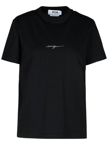 Msgm Black Cotton T-Shirt - MSGM - BALAAN 1