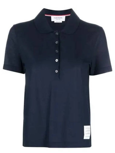 FJP081A Round collar crepe cotton polo short sleeve 1207563 - THOM BROWNE - BALAAN 1