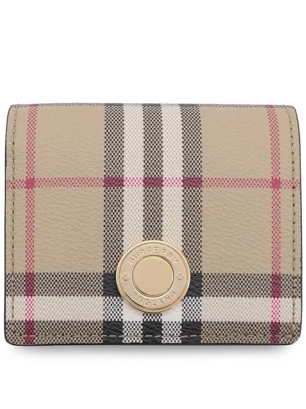 Engraved Logo Check Half Wallet Archive Beige - BURBERRY - BALAAN 2