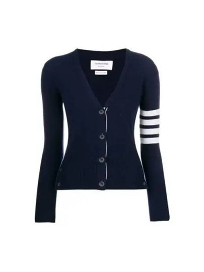 4-Bar V-Neck Cashmere Cardigan Navy - THOM BROWNE - BALAAN 2