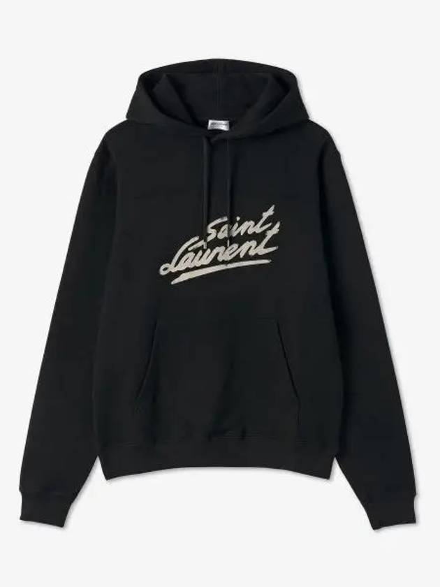 Signature Logo Hoodie Black - SAINT LAURENT - BALAAN 2