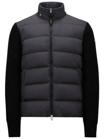 Padded Wool Zip-Up Hoodie Black - MONCLER - BALAAN 1