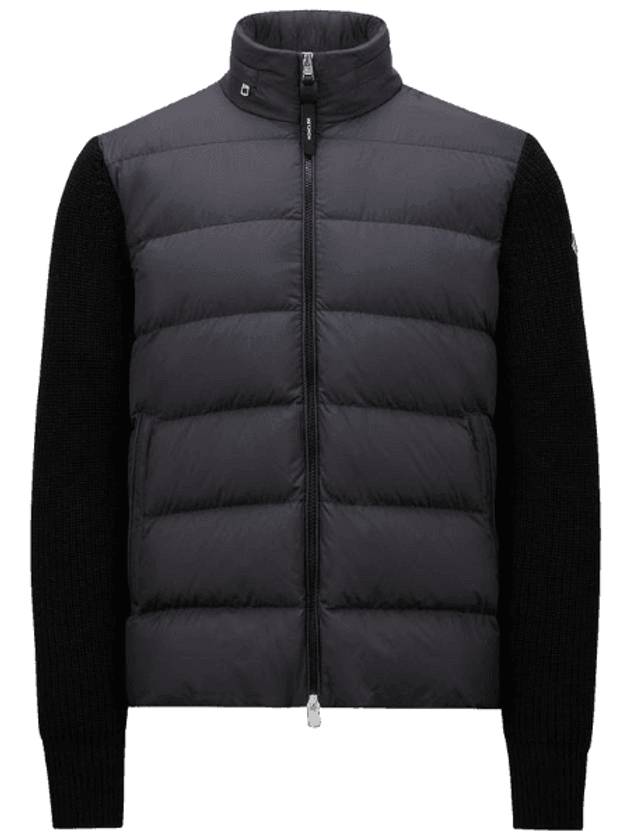 Padded Wool Hooded Zip Up Black - MONCLER - BALAAN 1