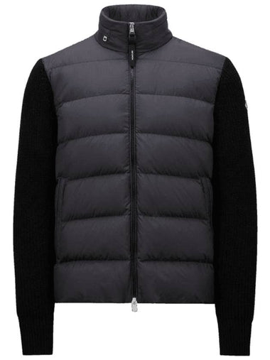 Padded Wool Hooded Zip Up Black - MONCLER - BALAAN 1