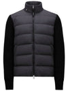 Padded Wool Hooded Zip Up Black - MONCLER - BALAAN 1