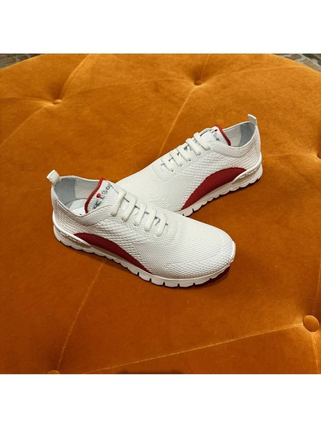 Fit Knit Low Top Sneakers White Red - KITON - BALAAN 4