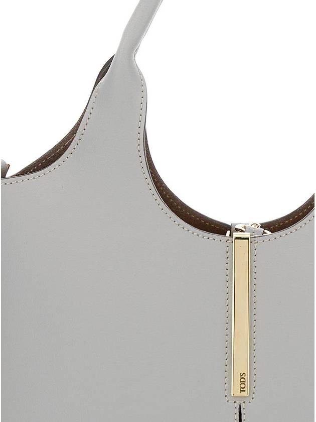 'Ebr Mini' Grey Shoulder Bag With Logo Metal Plate In Leather Woman - TOD'S - BALAAN 3