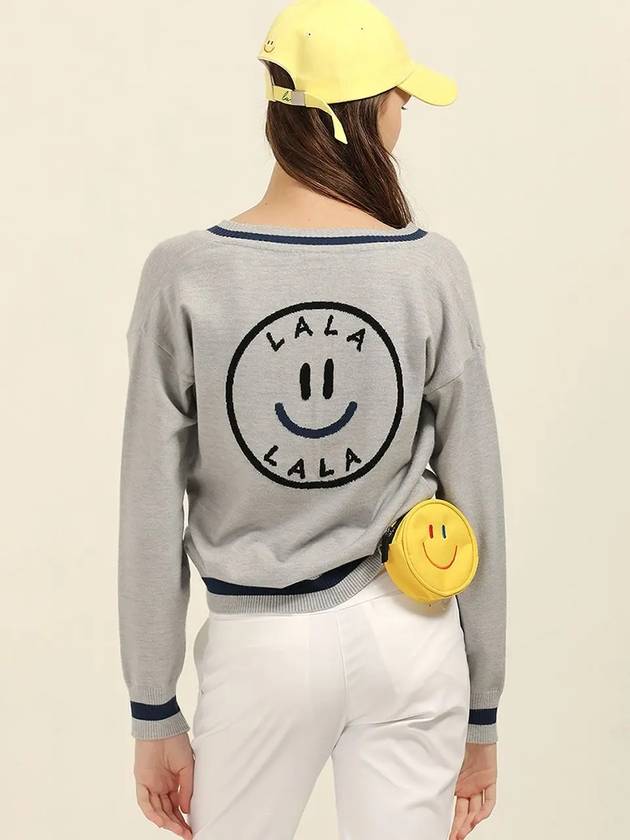 V Knit V-neck knit Gray - LALA SMILE - BALAAN 6