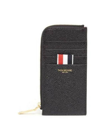 Printed Pebble Grain Leather Zippered Card Holder - THOM BROWNE - BALAAN 1