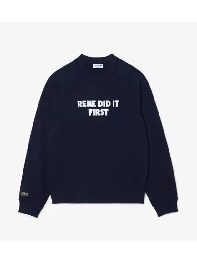 Men s Message Crew Neck Raglan Sweatshirt Navy - LACOSTE - BALAAN 1