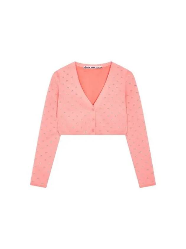 Crystal logo crop cardigan coral 271013 - ALEXANDER WANG - BALAAN 1