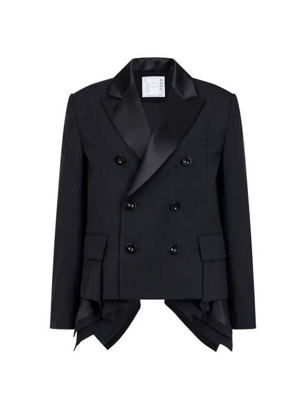 Women s Handkerchief Hem Shooting Double Jacket Black - SACAI - BALAAN 1