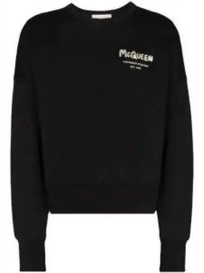 Graffiti Logo Print Sweatshirt Black - ALEXANDER MCQUEEN - BALAAN 2