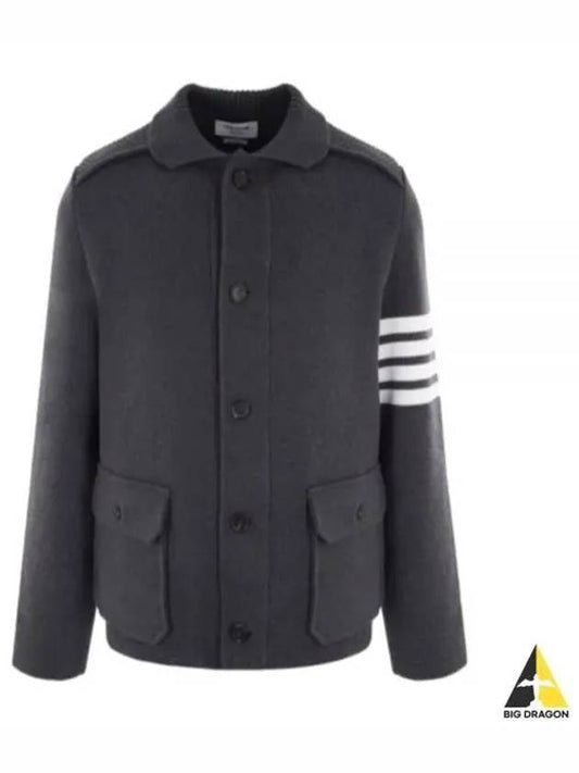 Men's Diagonal Interlock Stitch Cashmere Jacket Grey - THOM BROWNE - BALAAN 2