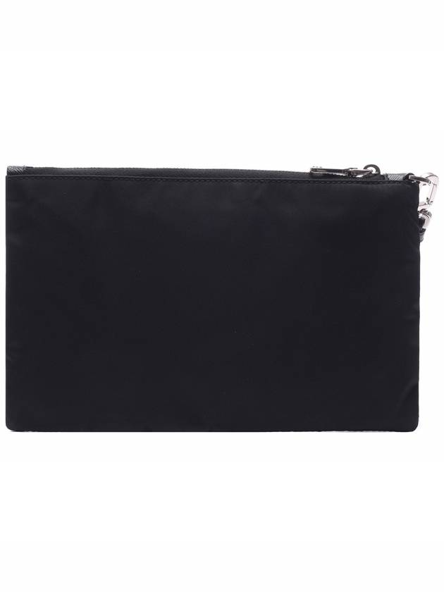 Saffiano Leather Strap Nylon Clutch Bag Black - PRADA - BALAAN 5