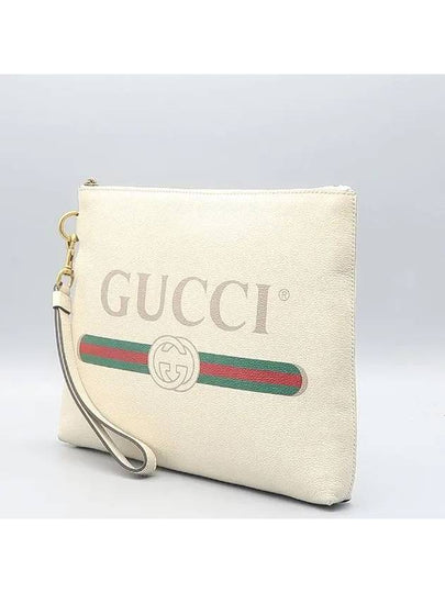 572770 White leather printing strap clutch - GUCCI - BALAAN 2