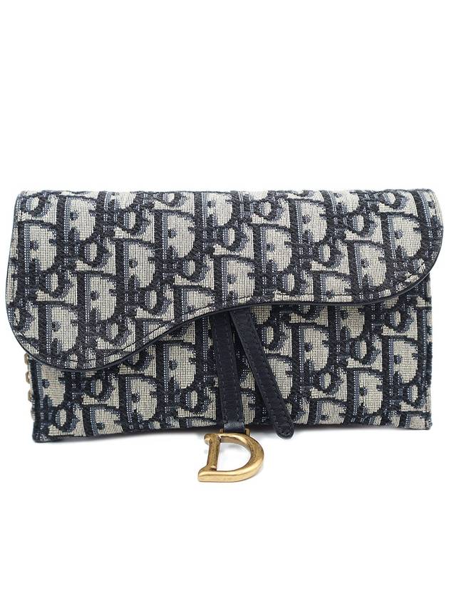 Women s Dior Christian S5614CTZQ M928 Blue Oblique Jacquard Saddle WOC Chain Long Wallet Crossbag gt cross bag Gangbuk used luxury goods - DIOR - BALAAN 2