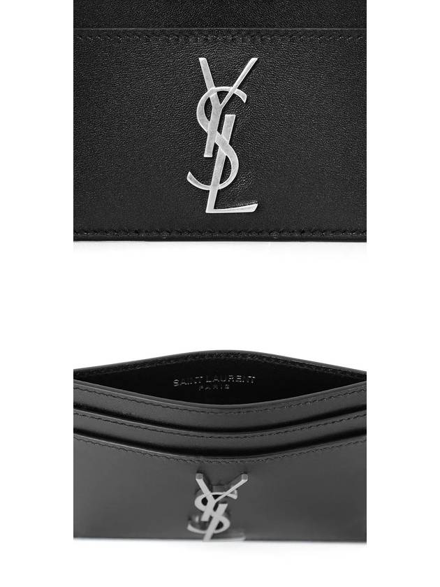 Monogram Card Case in Smooth Leather Black - SAINT LAURENT - BALAAN 4