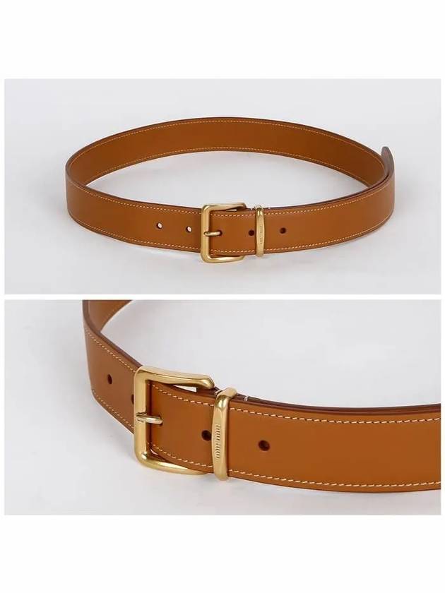 Metal Buckle Logo Leather Belt Brown - MIU MIU - BALAAN 3