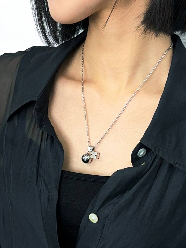 3 way 8 ball dice necklace silver - S SY - BALAAN 8