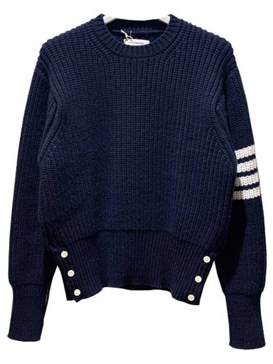 Men's Stitch Classic Handmade Cashmere Knit Top Navy - THOM BROWNE - BALAAN 2