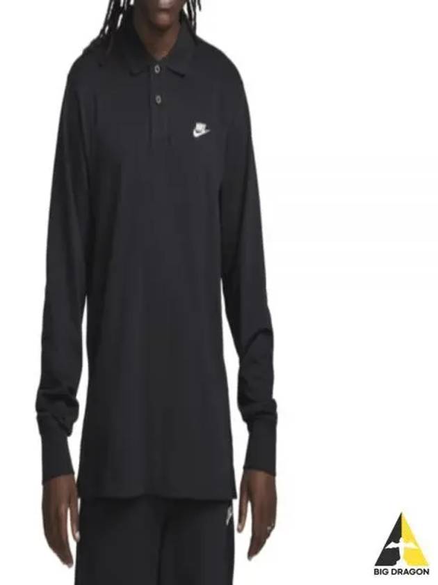 Men's Club Knit Long Sleeves Polo Shirt Black - NIKE - BALAAN 2