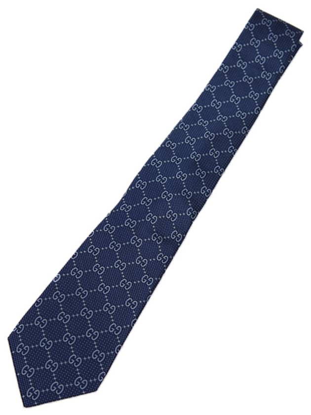 Men's GG Dot Pattern Silk Necktie Navy - GUCCI - BALAAN 7