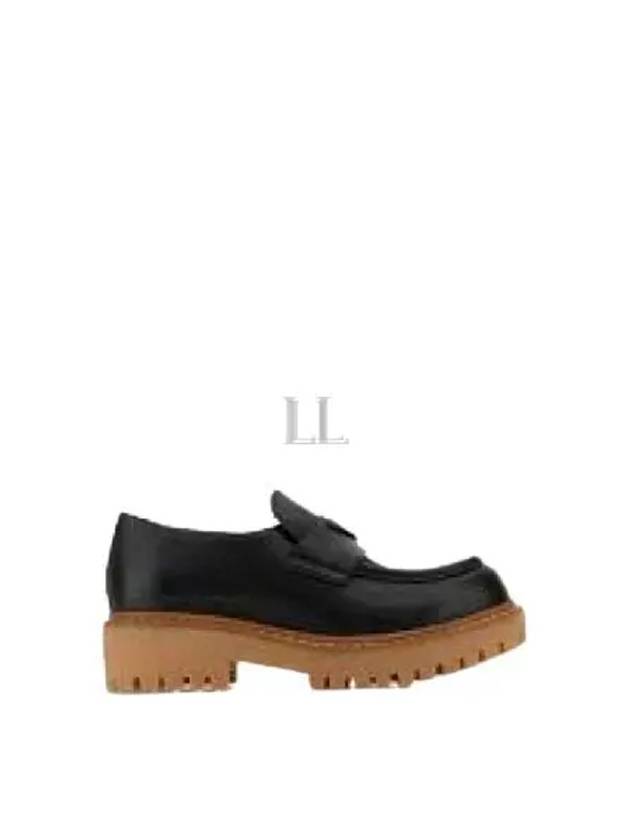 Triangle Logo Leather Loafers Black - PRADA - BALAAN 2