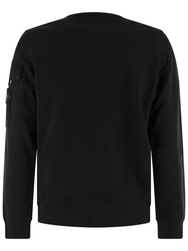 Brushed Organic Cotton Fleece Sweatshirt Black - STONE ISLAND - BALAAN 2