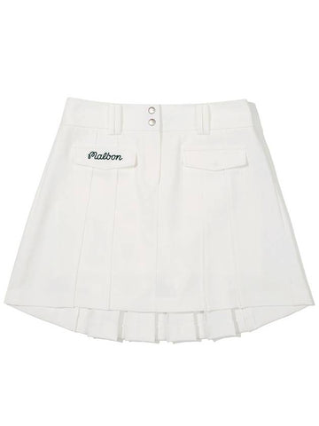 Pleated Cargo Skirt IVORY WOMAN - MALBON GOLF - BALAAN 1