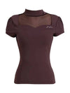 Golf Wear Heart Neck See-Through Short Sleeve T-Shirt Brown - J JANE - BALAAN 2